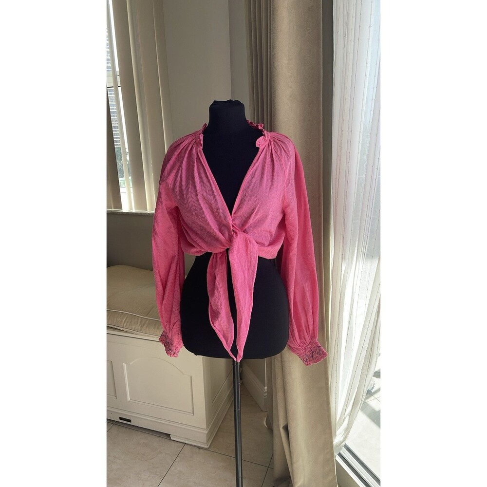 $178 Ramy Brook Tie Front Top Hot Pink Sexy Festival XS - Picture 3 of 8